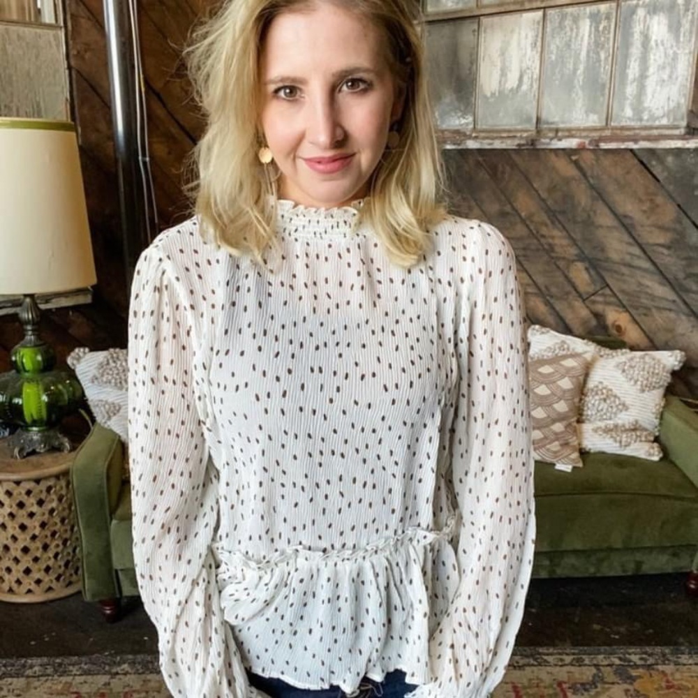 NWOT Sheer polka dot blouse